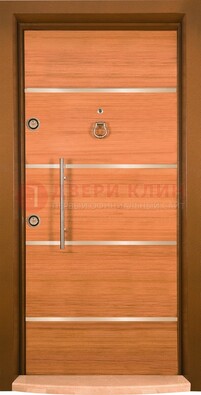 Коричневая входная дверь c МДФ панелью ЧД-11 в частный дом в Смоленске