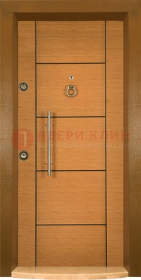 Коричневая входная дверь c МДФ панелью ЧД-13 в частный дом в Смоленске
