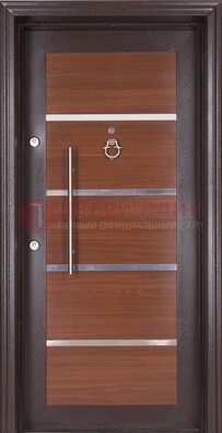 Коричневая входная дверь c МДФ панелью ЧД-27 в частный дом в Смоленске