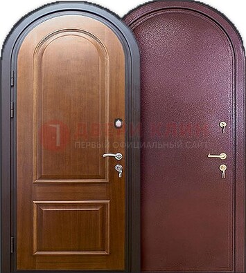 Железная арочная дверь с МДФ внутри ДА-14 в Смоленске