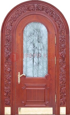 Толстая металлическая арочная дверь со стеклом ДА-20 в Смоленске