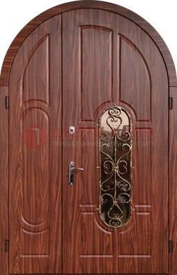 Арочная двухстворчатая стальная дверь Винорит ДА-54 в Смоленске