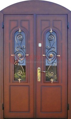 Двухстворчатая стальная дверь Винорит в форме арки ДА-55 в Смоленске