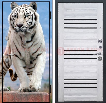 Стальная дверь с фотопечатью тигра ДФ-12 в Смоленске