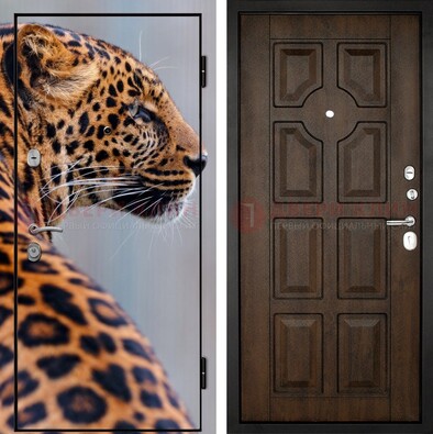 Металлическая дверь с фотопечатью леопарда ДФ-26 в Смоленске