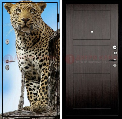 Железная дверь с рисунком гепарда снаружи ДФ-27 в Смоленске