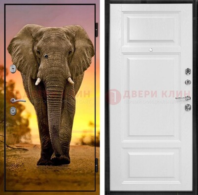 Металлическая дверь с фотопечатью слона ДФ-30 в Пензе