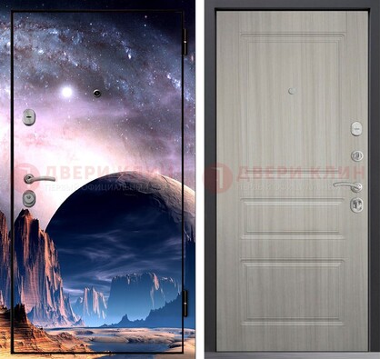 Железная дверь с фотопечатью космоса и планеты ДФ-50 в Смоленске