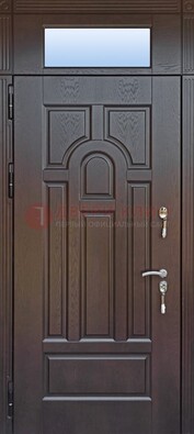 Железная дверь с фрамугой в коричневом цвете ДФГ-22 в Смоленске