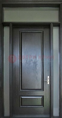 Черная металлическая дверь с фрамугами и стеклом ДФГ-24 в Смоленске