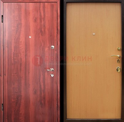 Красная железная дверь с ламинатом ДЛ-3 в Смоленске