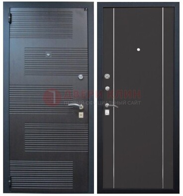 Темная металлическая дверь с МДФ ДМ-105 в деревянный дом в Смоленске