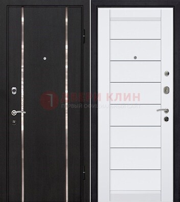 Черная входная дверь с МДФ и декоративными вставками ДМ-143 в Смоленске