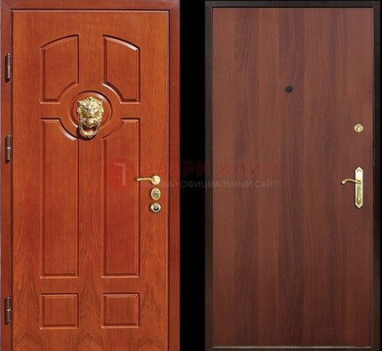 Оранжевая стальная дверь с МДФ ламинат внутри ДМ-18 в квартиру в Смоленске