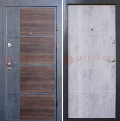 Серая железная дверь коричневой вставкой МДФ ДМ-211 в Уфе