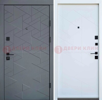 Серая металлическая дверь МДФ с узором  ДМ-224 в Смоленске