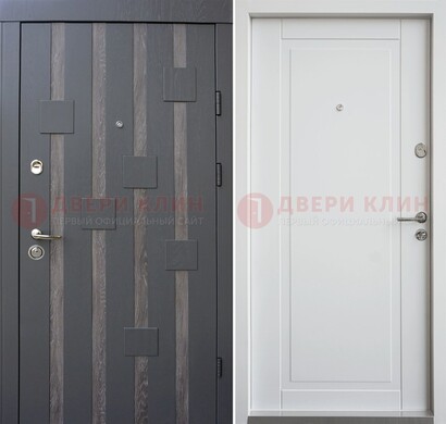Темная металлическая дверь c белом МДФ внутри ДМ-231 в Ногинске