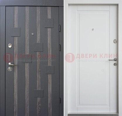 Темная металлическая дверь c белом МДФ внутри ДМ-231 в Смоленске
