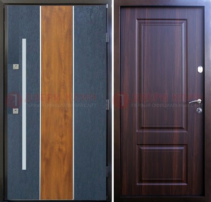 Современная входная дверь и с коричневой МДФ внутри ДМ-236 в Смоленске