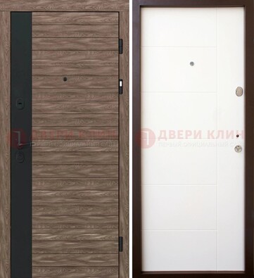 Коричневая входная дверь с черной вставкой МДФ ДМ-239 в Смоленске