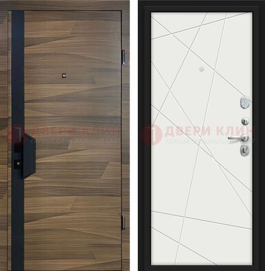 Стальная коричневая дверь МДФ c черной вставкой ДМ-267 в Смоленске