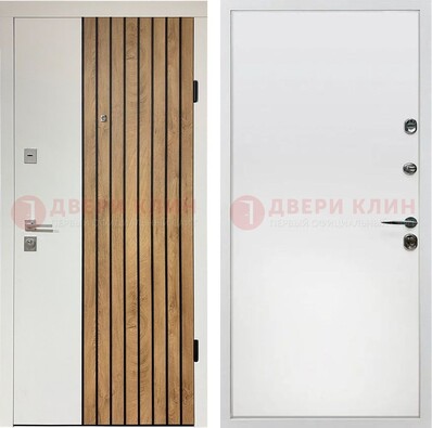 Белая с коричневой вставкой филенчатая дверь МДФ ДМ-278 в Смоленске