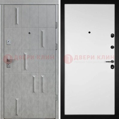 Серая стальная дверь с рисунком МДФ и внутри Белый ясень ДМ-280 в Смоленске