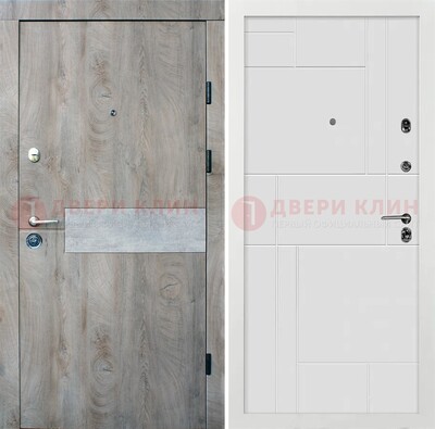 Серая металлическая дверь с белой МДФ внутри ДМ-297 в Смоленске