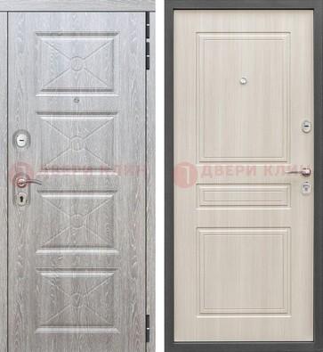 Железная серая дверь со светлой МДФ ДМ-302 в Смоленске