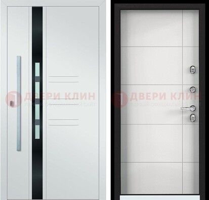 Металлическая дверь в белом цвете с МДФ ДМ-323 в Смоленске