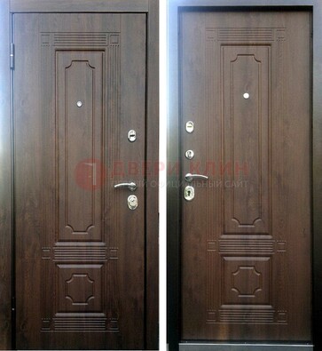 Коричневая металлическая дверь с МДФ ДМ-32 на дачу в Смоленске