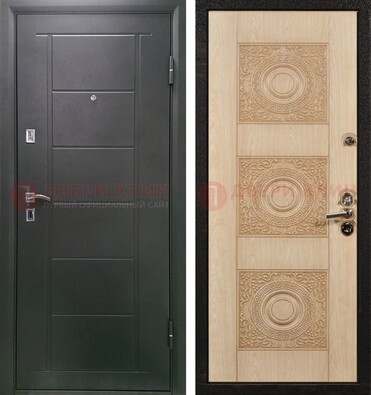 Темная железная дверь с МДФ в квартиру ДМ-344 в Смоленске