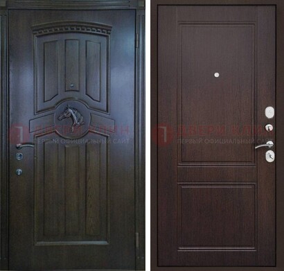 Темно-коричневая железная дверь с МДФ ДМ-350 в Мурманске