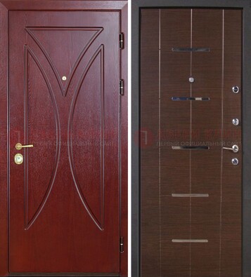 Темно-красная железная дверь с МДФ ДМ-370 в Смоленске