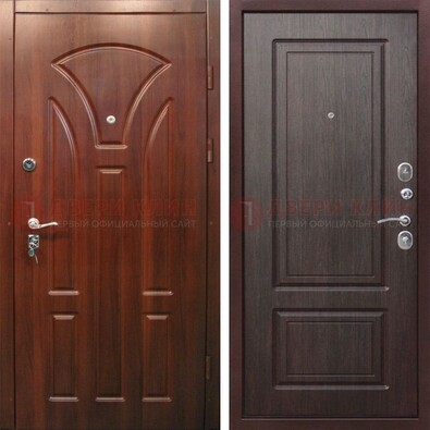 Темная железная дверь с коричневыми МДФ ДМ-376 в Истре