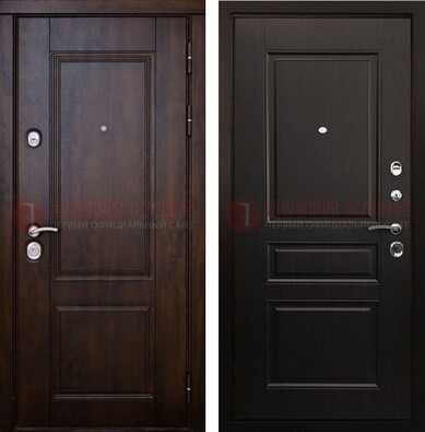 Классическая железная дверь с темными МДФ панелями ДМ-390 в Красногорске