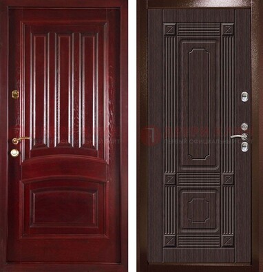 Красная стальная дверь с филенчатой МДФ ДМ-398 в Смоленске