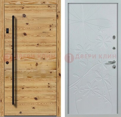 Металлическая дверь с МДФ в светлом цвете ДМ-412 в Смоленске