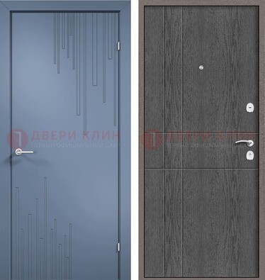 Синяя металлическая дверь МДФ в квартиру ДМ-434 в Смоленске