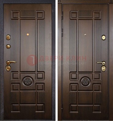 Квартирная коричневая железная дверь с МДФ ДМ-45 в Смоленске