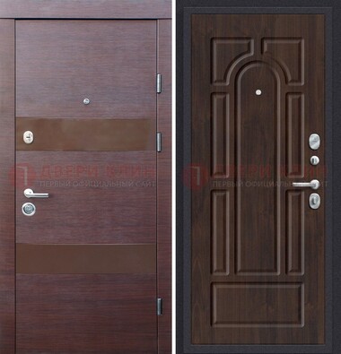 Железная дверь с коричневыми МДФ ДМ-464 в Можайске
