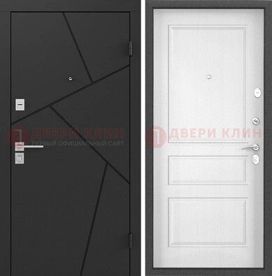 Черная металлическая дверь с белой МДФ внутри ДМ-465 в Смоленске