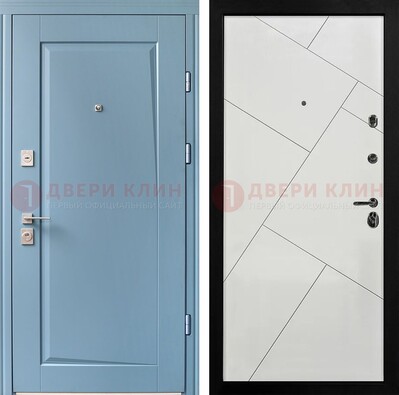 Синяя железная дверь с МДФ панелями ДМ-491 в Смоленске