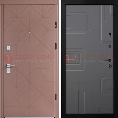 Красная стальная дверь в квартиру с МДФ хайтек ДМ-493 в Смоленске