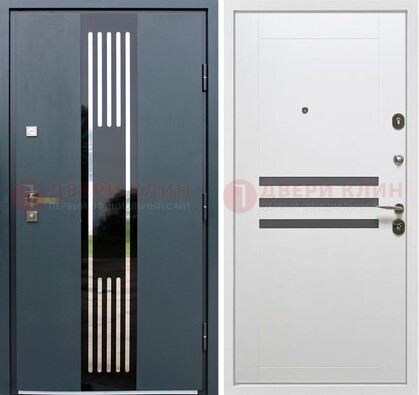 Темная квартирная дверь с разными МДФ ДМ-504 в Смоленске