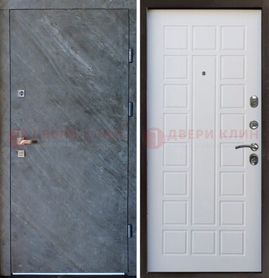 Железная дверь с МДФ серая и белая ДМ-505 в Смоленске