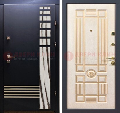 Черная железная дверь с МДФ панелями ДМ-510 в Смоленске