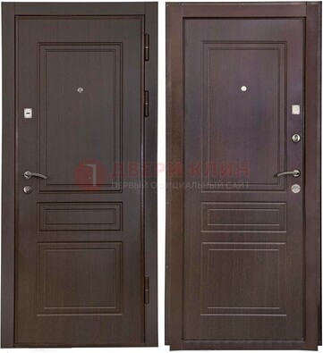 Антивандальная коричневая железная дверь с МДФ ДМ-61 в Смоленске