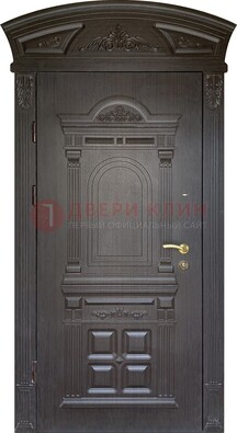 Темная уличная дверь с массивом дуба с узором ДМД-58 в Смоленске