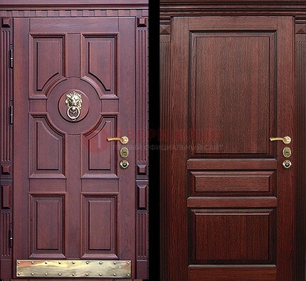 Темная входная дверь с массивом дуба с декоративной вставкой ДМД-6 в Смоленске